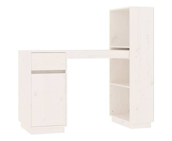 Birou, alb, 110x53x117 cm, lemn masiv de pin, 2 image
