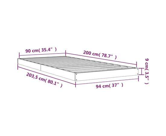Cadru de pat, 90x200 cm, lemn masiv de pin, 8 image