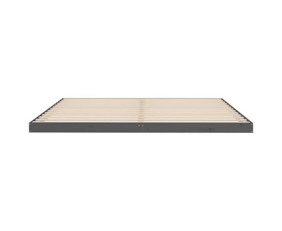 Cadru de pat, gri, 200x200 cm, lemn masiv de pin, 5 image