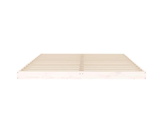 Cadru de pat king size 5ft, alb, 150x200 cm, lemn masiv de pin, 5 image