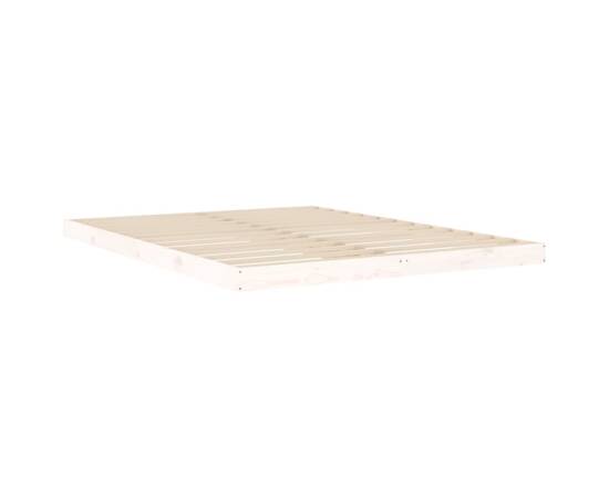 Cadru de pat king size 5ft, alb, 150x200 cm, lemn masiv de pin, 4 image
