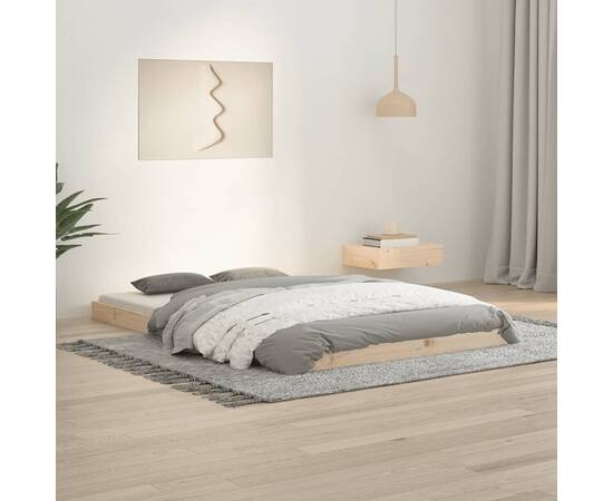 Cadru de pat small double 4ft, 120x190 cm, lemn masiv pin