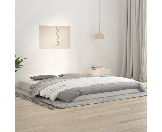 Cadru de pat super king 6ft, alb, 180x200 cm, lemn masiv de pin