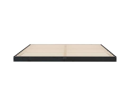 Cadru de pat super king 6ft, negru, 180x200 cm, lemn masiv pin, 5 image