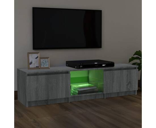 Comodă tv cu lumini led, gri sonoma, 140x40x35,5 cm, 4 image