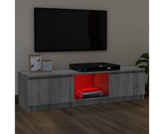 Comodă tv cu lumini led, gri sonoma, 140x40x35,5 cm, 3 image