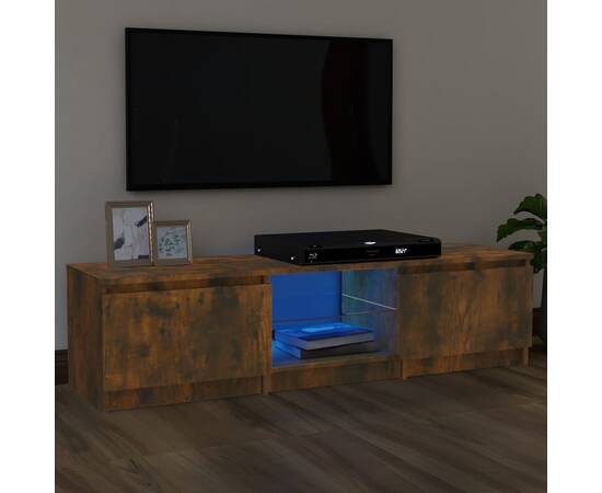 Comodă tv cu lumini led, stejar fumuriu, 140x40x35,5 cm