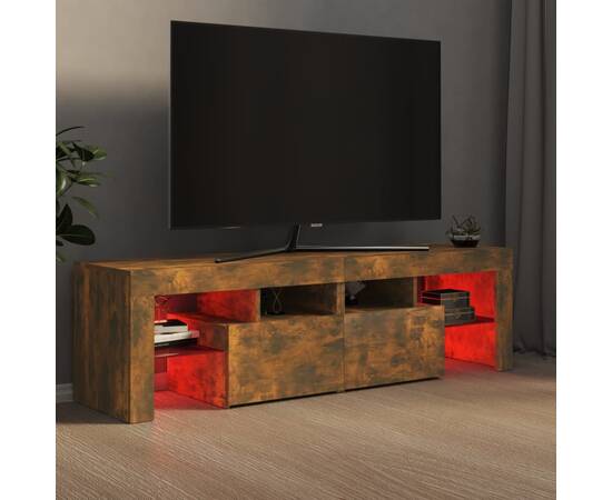 Comodă tv cu lumini led, stejar fumuriu 140x36,5x40 cm, 6 image