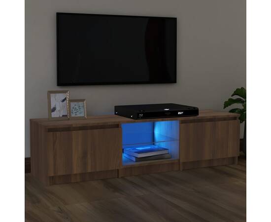 Comodă tv cu lumini led, stejar maro, 140x40x35,5 cm