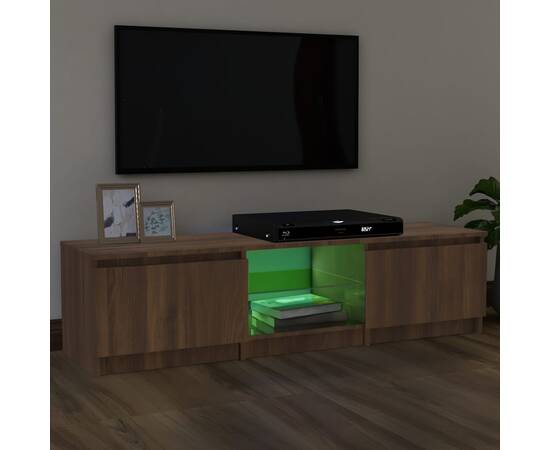 Comodă tv cu lumini led, stejar maro, 140x40x35,5 cm, 4 image