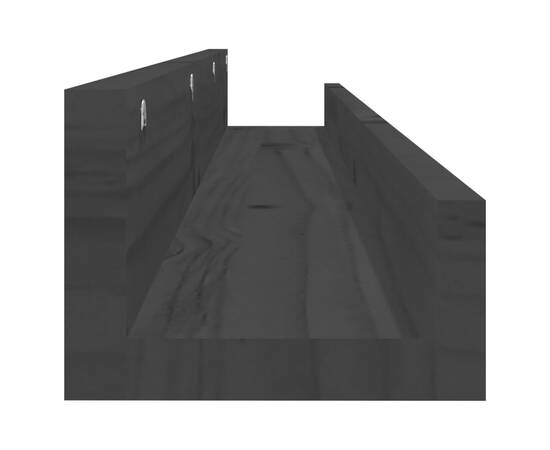 Rafturi de perete, 2 buc., negru, 110x12x9 cm, lemn masiv pin, 5 image