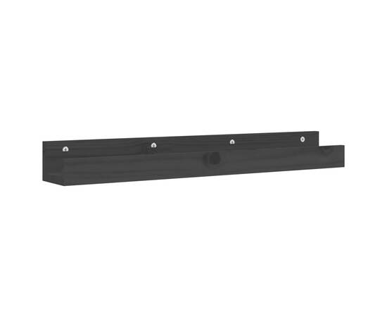 Rafturi de perete, 2 buc., negru, 80x12x9 cm, lemn masiv de pin, 3 image