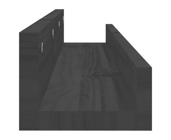 Rafturi de perete, 2 buc., negru, 80x12x9 cm, lemn masiv de pin, 5 image