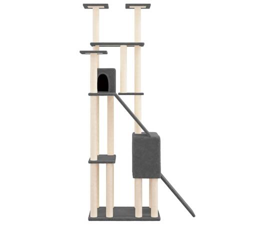 Ansamblu de pisici, stâlpi din funie sisal, gri închis, 190 cm, 4 image