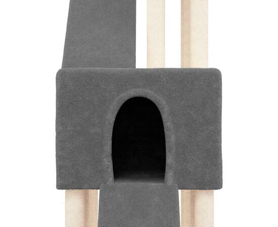 Ansamblu de pisici, stâlpi din funie sisal, gri închis, 190 cm, 6 image
