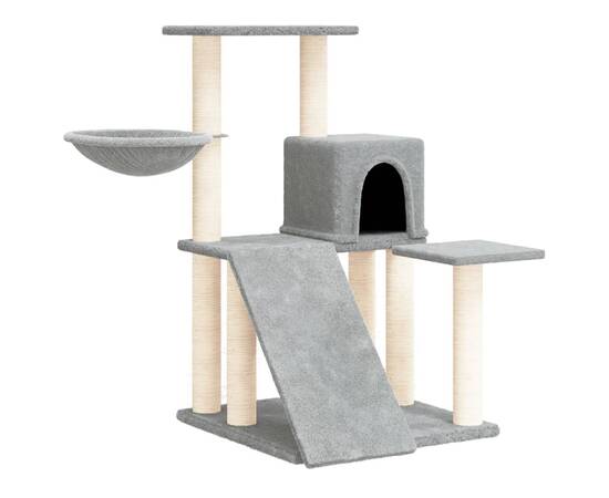 Ansamblu de pisici, stâlpi din funie sisal, gri deschis, 82 cm, 2 image