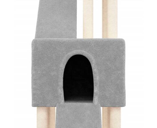 Ansamblu pisici, stâlpi din funie sisal, gri deschis, 190 cm, 6 image