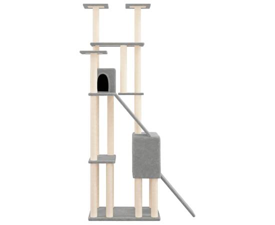 Ansamblu pisici, stâlpi din funie sisal, gri deschis, 190 cm, 4 image