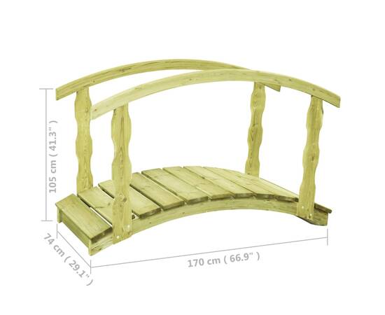 Pod de grădină, 170x74x105 cm, lemn masiv pin tratat, b-stock, 10 image
