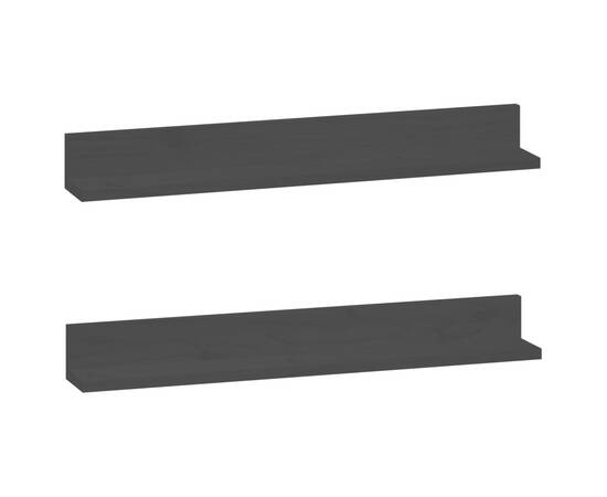 Rafturi de perete, 2 buc., negru, 80x11x9 cm, lemn masiv de pin, 2 image