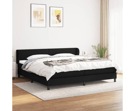 Pat box spring cu saltea, negru, 200x200 cm, textil