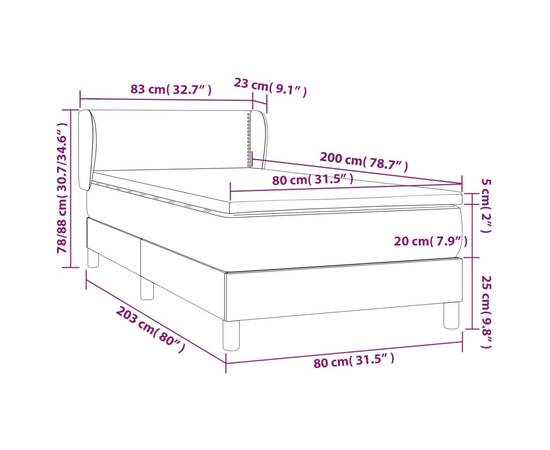 Pat continental cu saltea, gri deschis, 80x200 cm, textil, 7 image