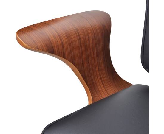 Scaun de birou rotativ tapițerie piele ecologică și lemn curbat, 4 image