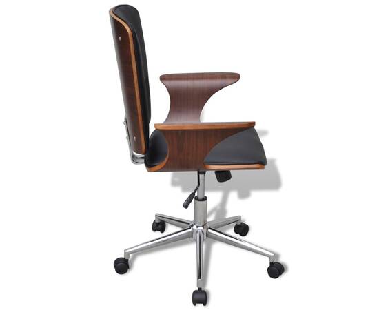 Scaun de birou rotativ tapițerie piele ecologică și lemn curbat, 3 image