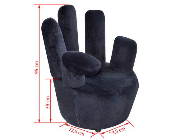 Scaun model mână, negru, catifea, 5 image