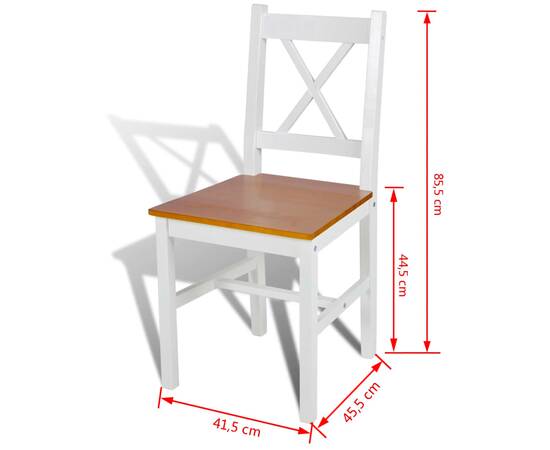 Scaune de bucătărie, 2 buc., alb, lemn de pin, 5 image