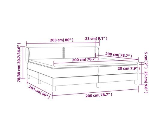 Pat box spring cu saltea, crem, 200x200 cm, textil, 7 image