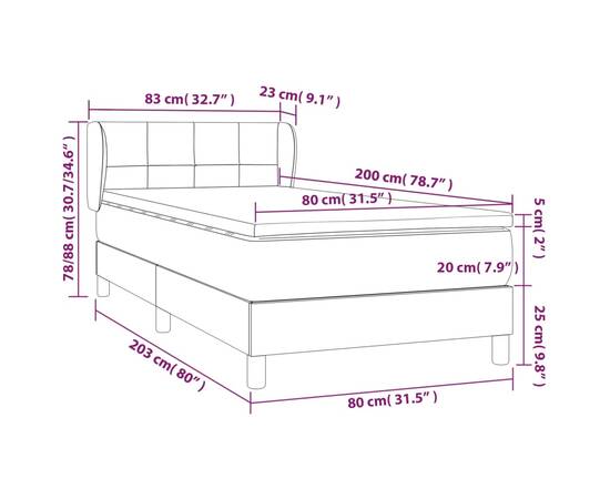 Pat continental cu saltea, gri deschis, 80x200 cm, textil, 7 image