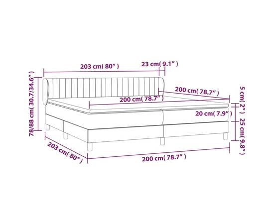 Pat box spring cu saltea, albastru, 200x200 cm, textil, 7 image