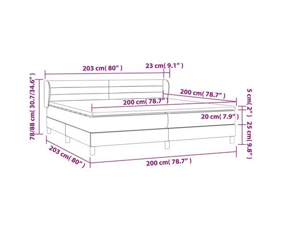 Pat box spring cu saltea, crem, 200x200 cm, textil, 7 image