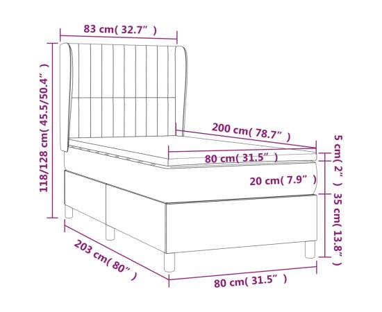 Pat box spring cu saltea, crem, 80x200 cm, textil, 7 image