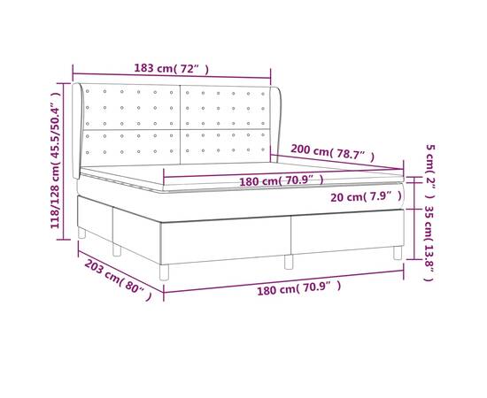 Pat continental cu saltea, crem, 180x200 cm, textil, 7 image