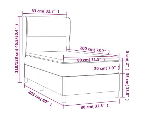 Pat continental cu saltea, gri deschis, 80x200 cm, textil, 7 image