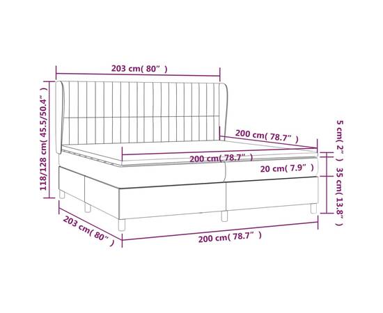 Pat box spring cu saltea, albastru, 200x200 cm, textil, 7 image