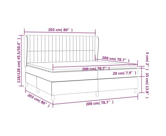 Pat box spring cu saltea, gri taupe, 200x200 cm, textil, 7 image