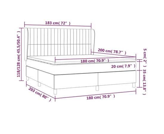 Pat continental cu saltea, crem, 180x200 cm, textil, 7 image