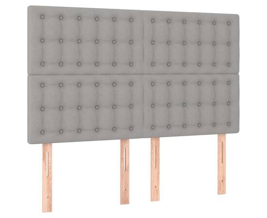 Pat box spring cu saltea, gri deschis, 140x190 cm, textil, 6 image