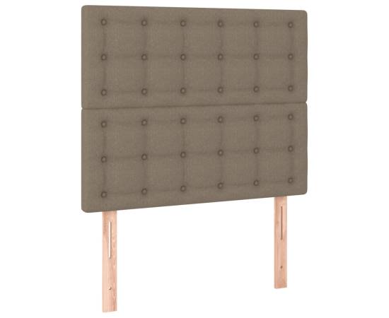 Pat box spring cu saltea, gri taupe, 90x190 cm, textil, 6 image