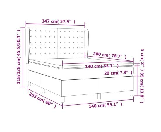 Pat continental cu saltea, crem, 140x200 cm, material textil, 7 image