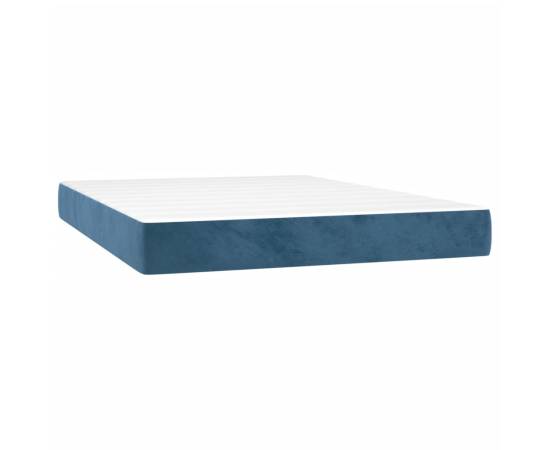 Pat box spring cu saltea, albastru închis, 140x200 cm, catifea, 5 image