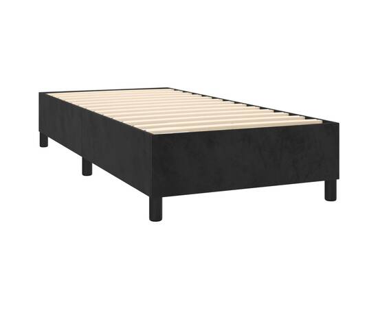 Pat box spring cu saltea, negru, 90x190 cm, catifea, 4 image