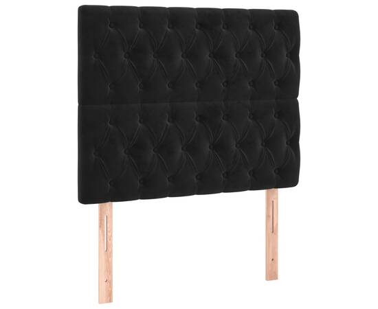 Pat box spring cu saltea, negru, 90x190 cm, catifea, 6 image