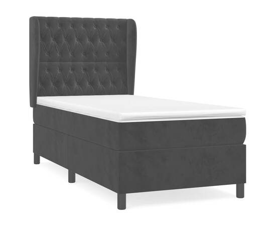 Pat box spring cu saltea, negru, 90x190 cm, catifea, 2 image