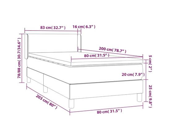 Pat box spring cu saltea, albastru, 80x200 cm, textil, 7 image