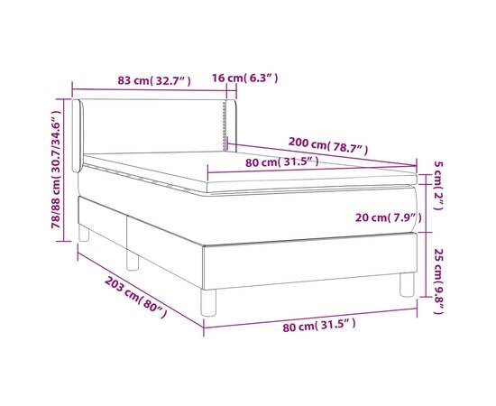 Pat box spring cu saltea, albastru, 80x200 cm, textil, 7 image