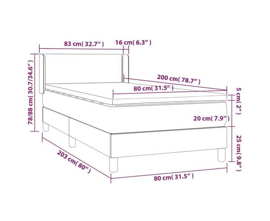 Pat continental cu saltea, gri deschis, 80x200 cm, textil, 7 image